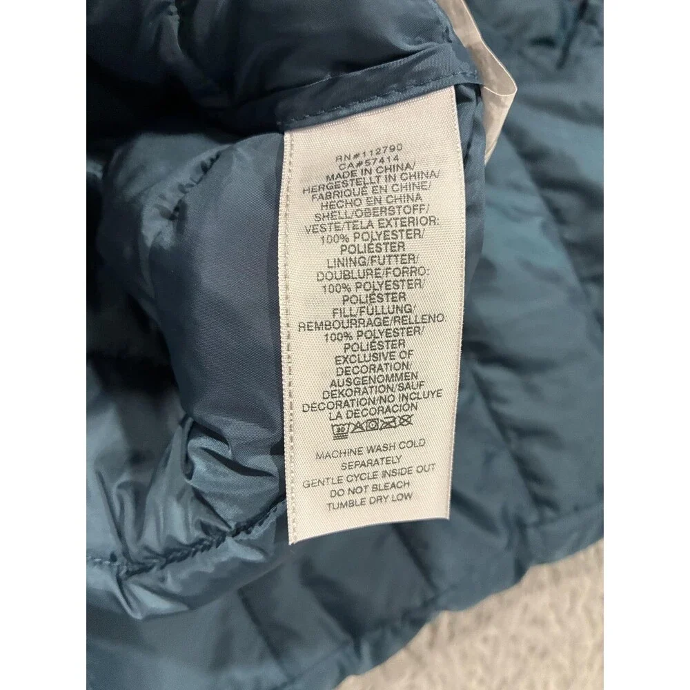 True Religion Jacket Mens Medium Blue Puffer Quilted Insulated Full Zip Logo